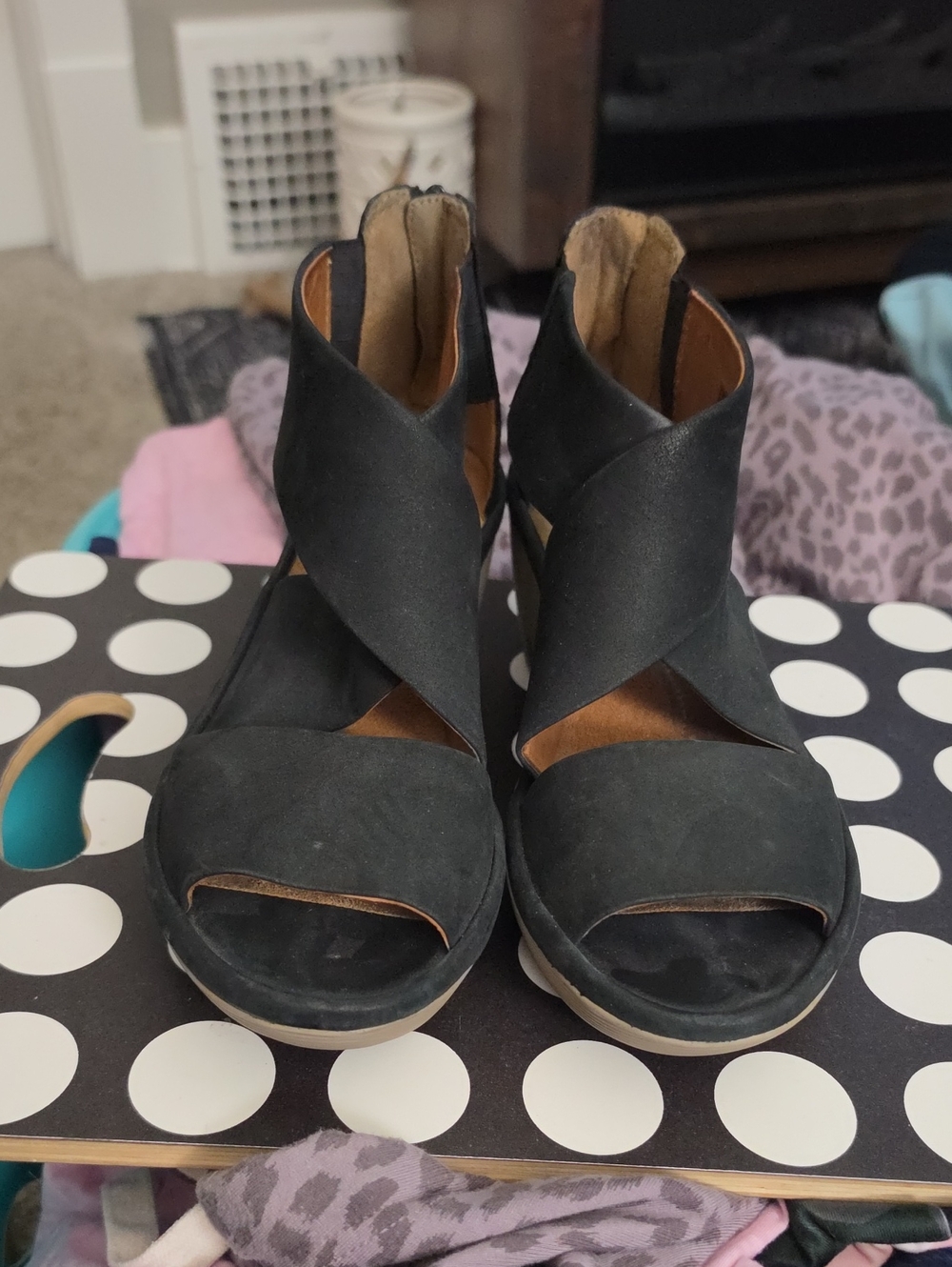 Clarks Black Crisscross Open-Toe Sandals